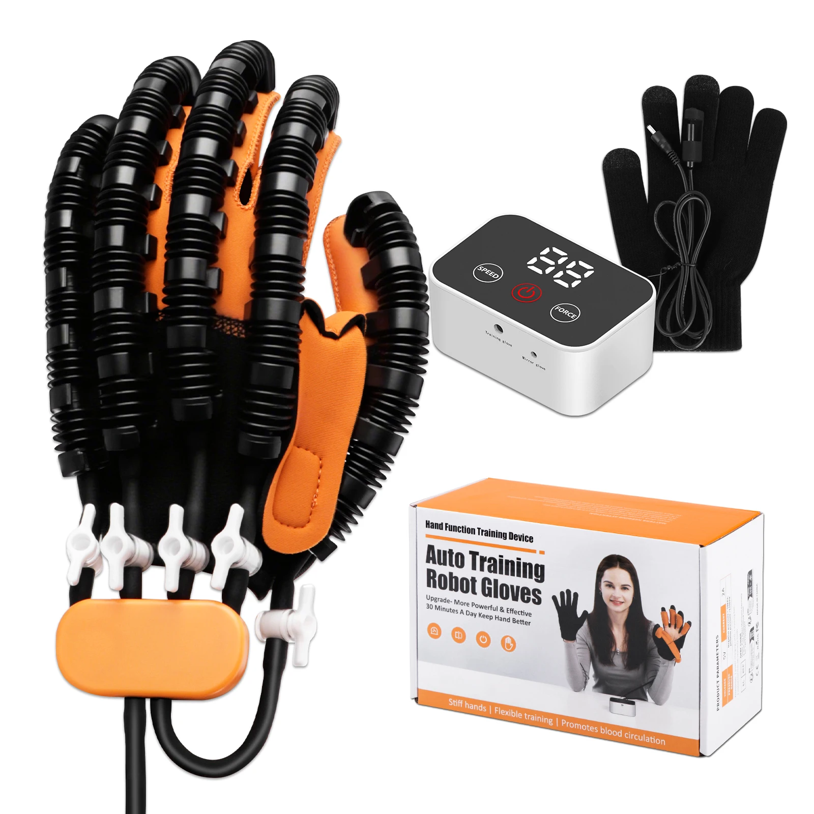 قفازات روبوت لإعادة تأهيل اليد، احتشاء دماغي، شلل نصفي، تدريب يدوي، السكتة الدماغية، استعادة الأصابع، مقوي التمارين #1