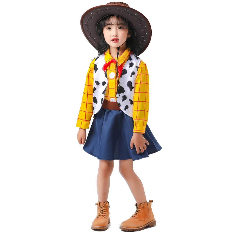 

loween Cosplay Cowgirl Costume Set for Girls Performance Dance Par Outfit Toy S Hossie Parent-Child Set Polyester