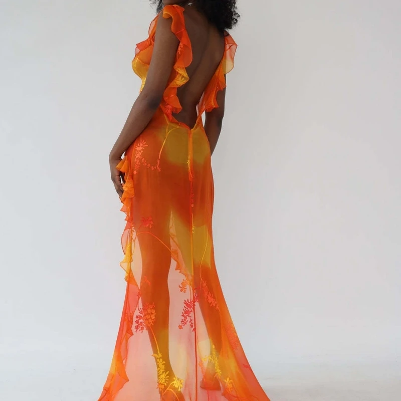 Sexy Sommer Dr Damen Design Sinnliches Vaion Sle Lang Dr V-ne High-Waist Svel Pure Color ort Dr