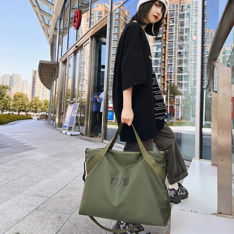 2023 New Anti-tear Nylon Large Totes Bag for Women Simple Leisure Shoulder Bag Solid Black Green Lady Messenger Bag Handbags sac