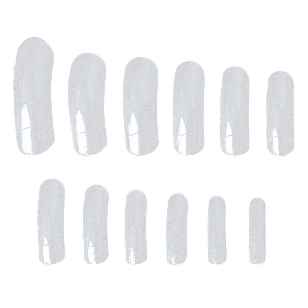 240 Pcs Transparent Scaled Nail Mold Nail Fast Phototherapy Crystal Extended Nail Mold Piece for Nail Salon (12 Size)