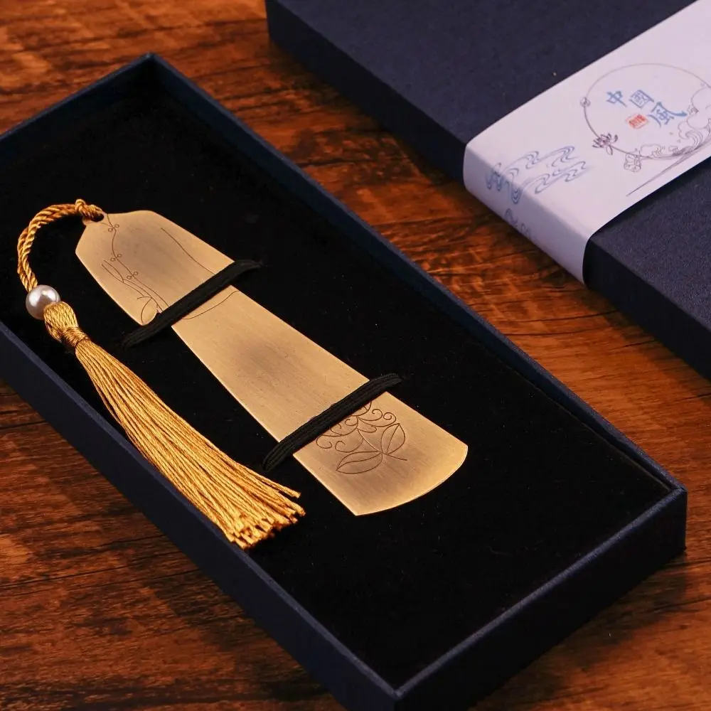 Cute Retro Bookmark Pendant School Teacher Child Gift Pretty Stationery Award Boxed Brass Tassel Book Marks