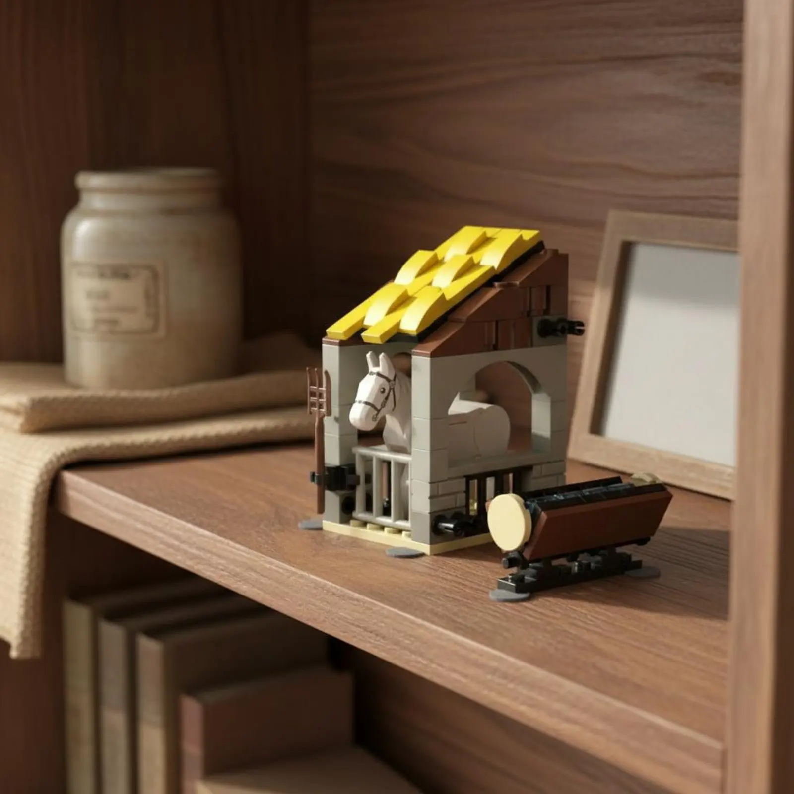 

Набор из 65 деталей: Средневековая конюшня и кюзель из кирпичиков, высокодетализированный MOC-конструктор, винтажный дизайн