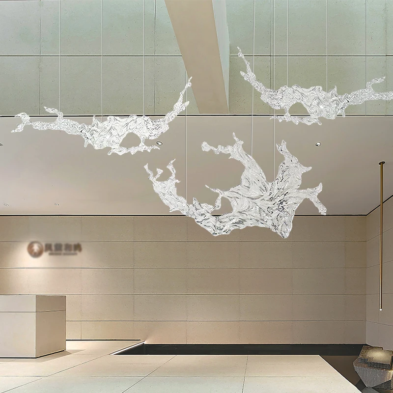 *Nordic New Design Art Deco Transparent Led Resin Sculpture Customized Hall Living Room Villa Lobby Hotel Wedding Hanging Lights