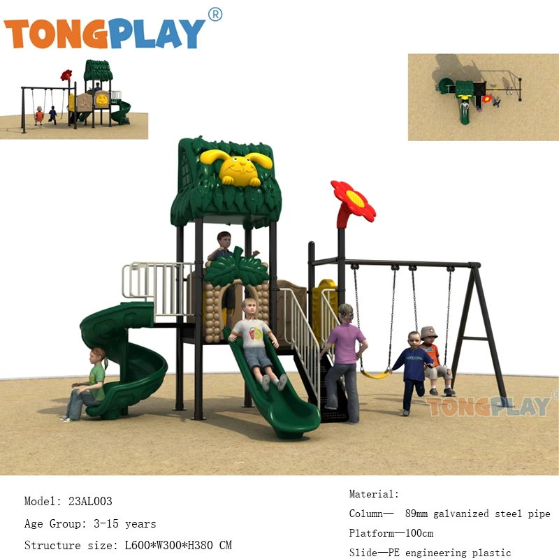 Tong play-tobogán al aire libre para adultos, tobogán de serie forestal de tamaño mediano, equipo de fábrica de calidad, patio de juegos al aire libre para niños