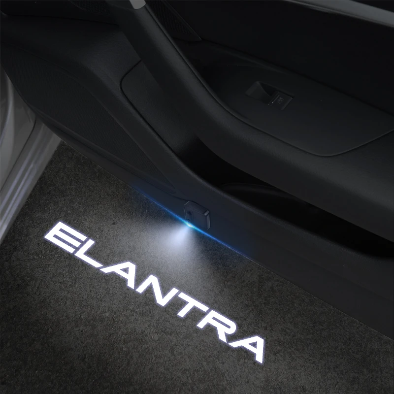 For Santafe Elantra Tucson Emblem Car LED Courtesy welcome light Laser projector door lamp