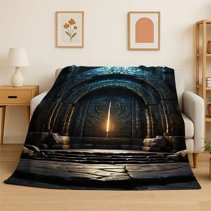 Gothic Magic Gate Door Miracle Flannel Blanket Soft Throw Blanket for Bedroom Living Room Bed Travel Camping Picnic Nap Cover