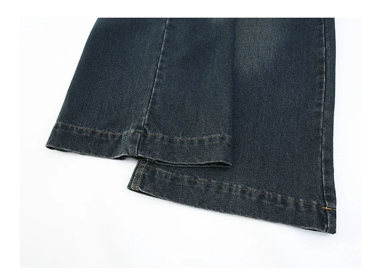 Modische High-Waist-Jeans mit weitem Bein für Teenager-Mädchen, Streetwear, lockere Denim-Hose, gewaschene dunkelblaue Jeans, Hose, Größe 5-14. – Detail 13