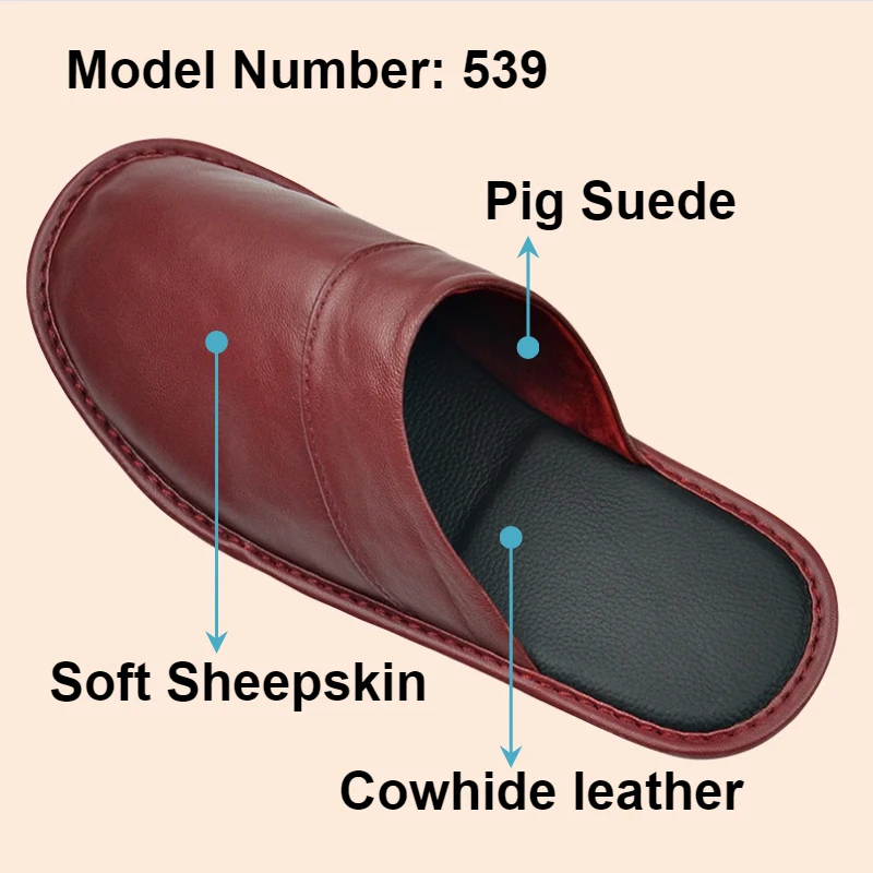 Soft Sheepskin cow Leather Slippers Homes in indoor slipper Spring Autumn men women elderly non-slip casual single shoes summer