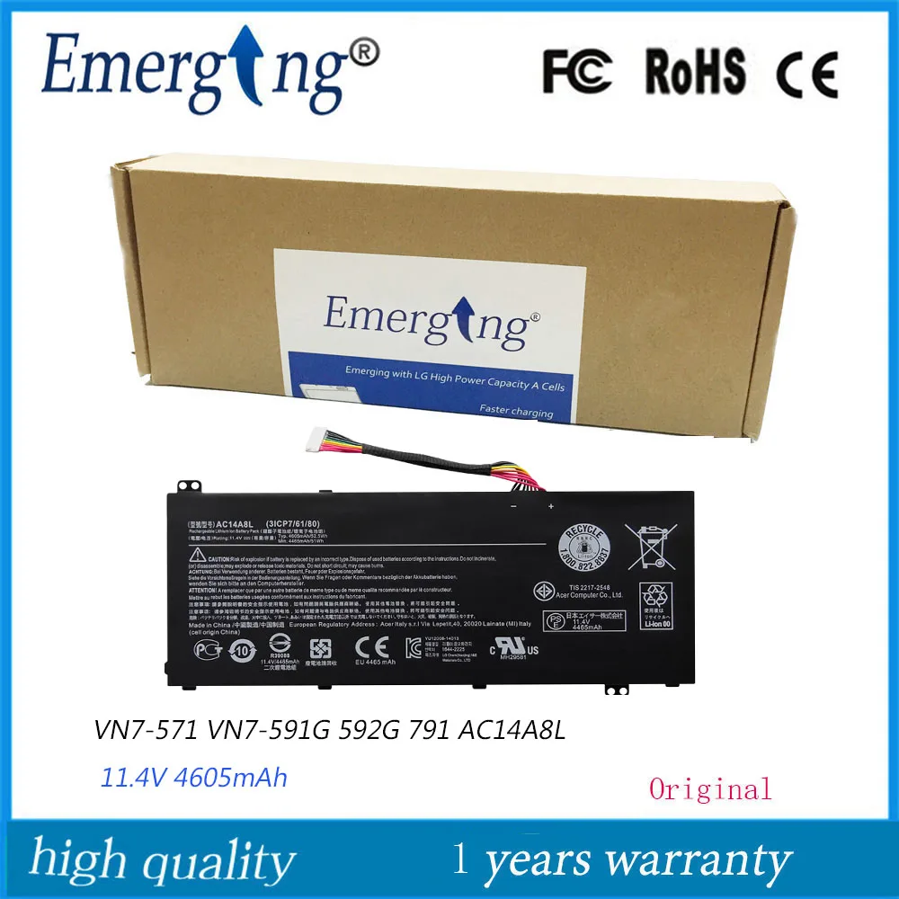 

11.4V 4605mAh AC14A8L Original Laptop Battery For Acer Aspire VN7-571 VN7-571G VN7-591 VN7-591G VN7-791G MS2391 KT.0030G.001