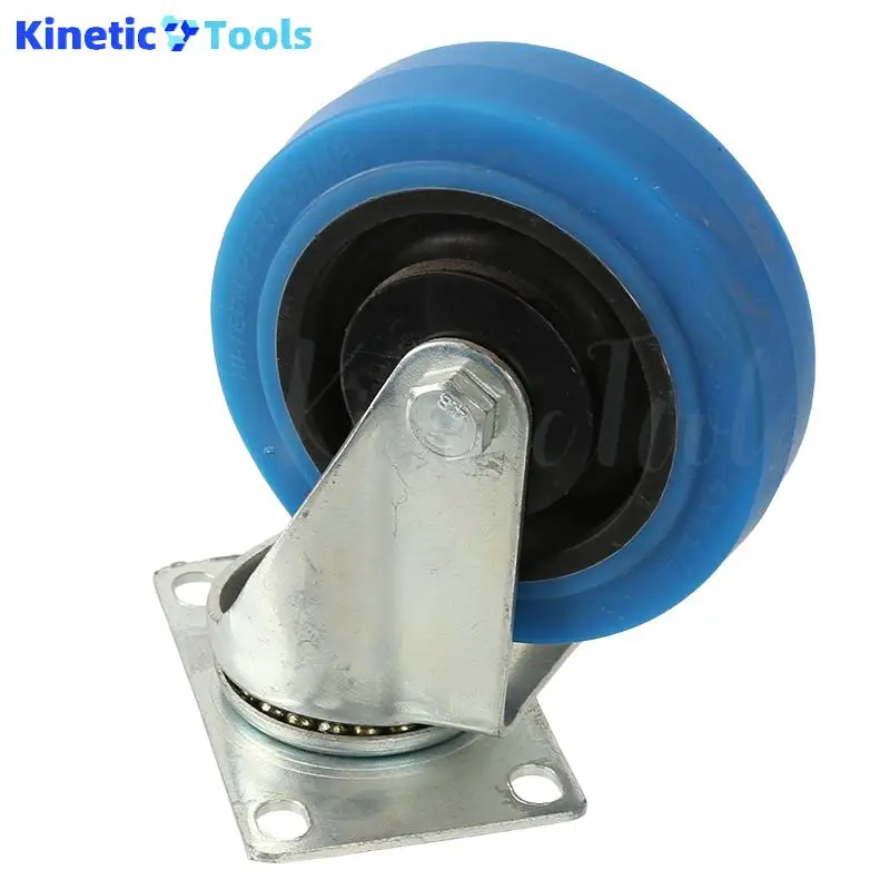 4 عجلات من الفولاذ المقاوم للصدأ متوسطة الحجم باللون الأزرق TPR بعمود مزدوج من المطاط عجلة صامتة عالمية لحركة أملس على الأسطح المختلفة #6