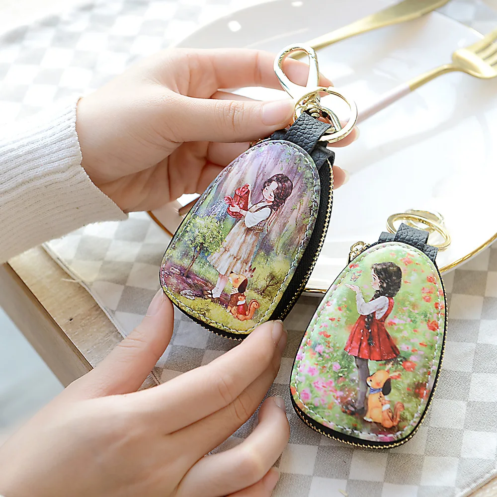 General car key case cartoon pattern protection cover men and women key case Porta Chaves Purse Porta Chave Funda Llave