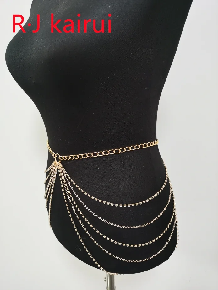 Fashion Style WRB978 Women Gold Color Waist Belly Chains Sexy Rhienstone Waist Belly Chains Jewelry 2 Colors