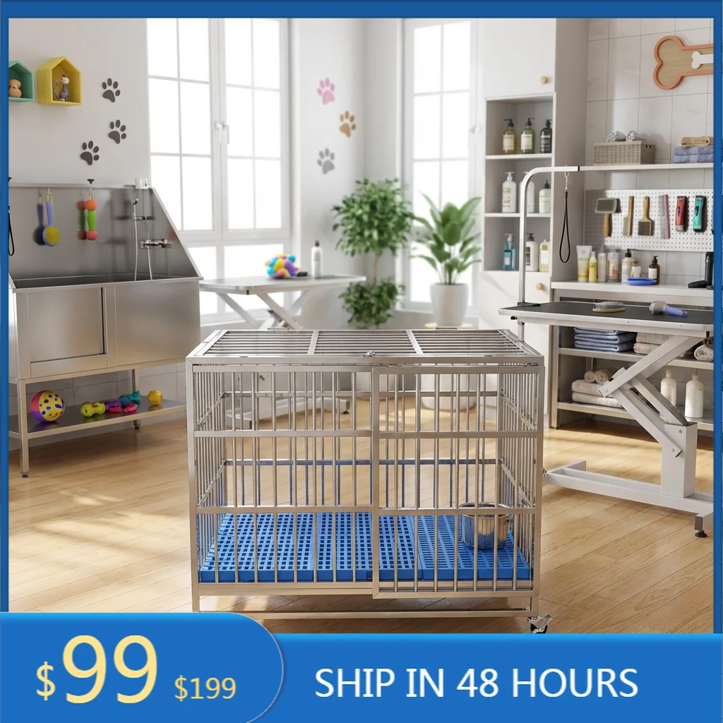 Heavy Duty Foldable Metal Dog Cage Kennel MT MEDICAL With 4 Wheels Factory Direct For Pet Dogs