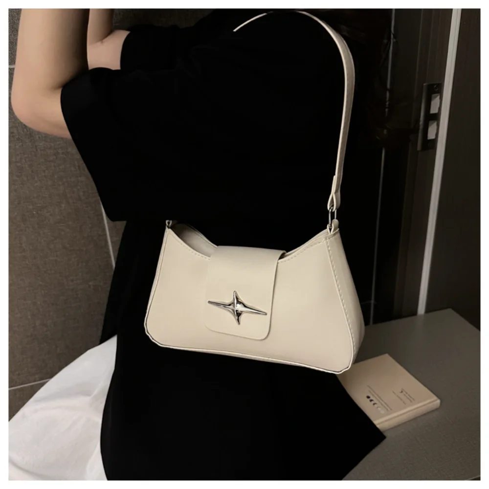 Y2K Shoulder Bags for Women Classic Small Purse Glossy PU Leather Luxury Brand Female Underarm Handbags Daily Ladies Bag Purse