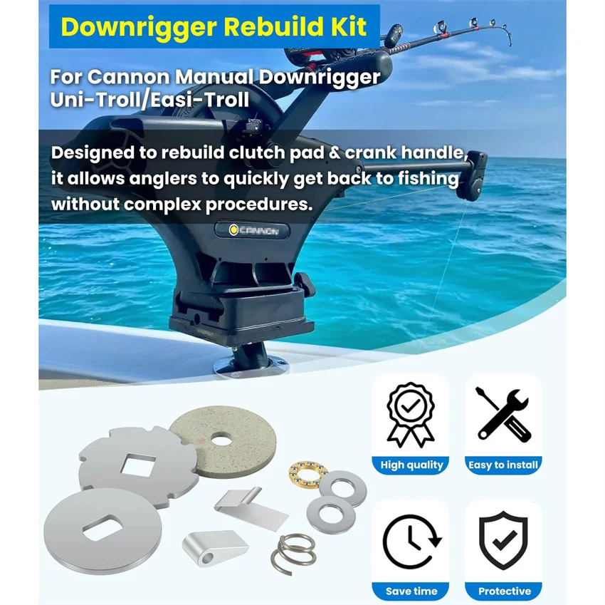 Downrigger-Kit mit Reparatur- und Terminator-Sets für die Wartung von Cannon-Hand-Downriggern + 6 werkzeuglose Leinenterminatoren für Cannon – Detail 3