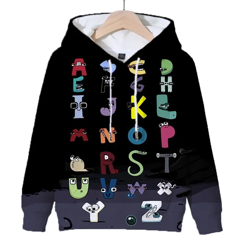 2024 Alphabet Lore Hoodies Children Anime Outerwear Fashion 3D Cartoon Boys Girls Casual Pullover Autumn Kids Sweatshirt Tops