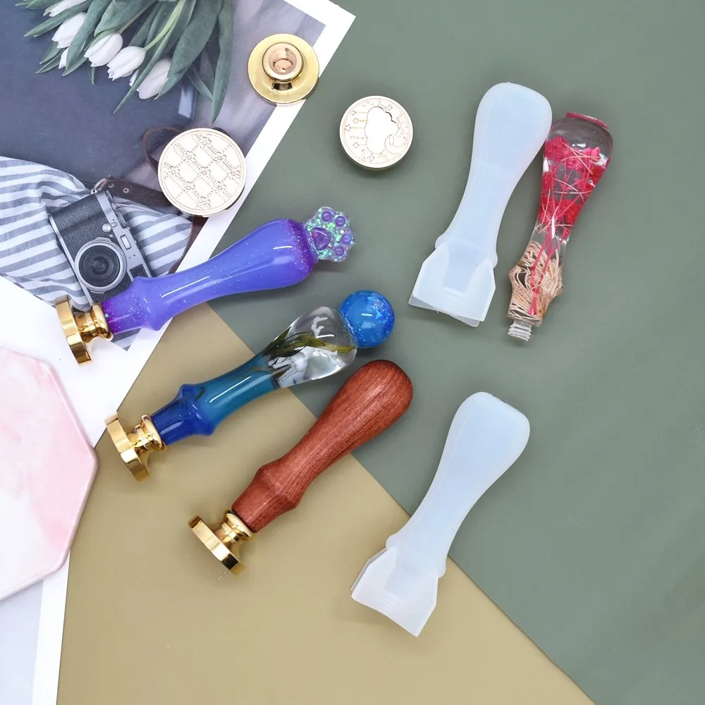 SNASAN Wax Stamp Handle Silicone Mold Resin Silicone Mould Handmade DIY Crystal Epoxy Resin Mold Costing Mold