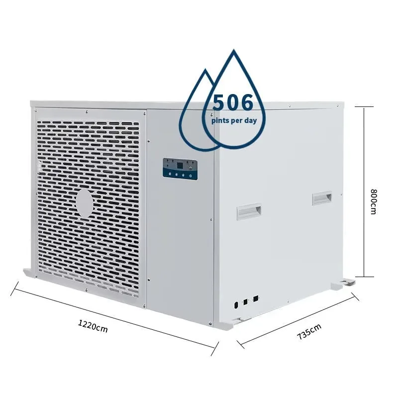 Industrial Wall-Mounted Dehumidifier 506 Pints CE Certified IPX4 Waterproof Metal for Greenhouses Warehouses Basements