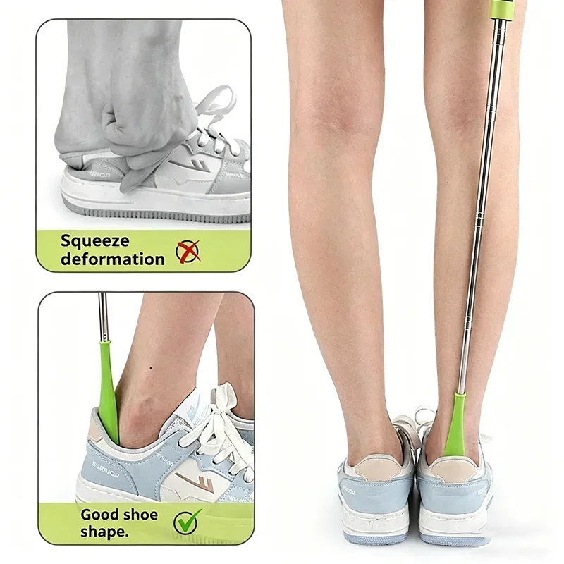 Extendable Stainless Steel Shoehorn 30-71cm Long Reach Shoe Horn for Seniors & Pregnant Women