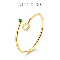 ATTAGEMS Emerald Gemstone Bracelets for Women 18K Yellow Gold Plated Charm Bracelet for Romantic Engagement Party Gifts