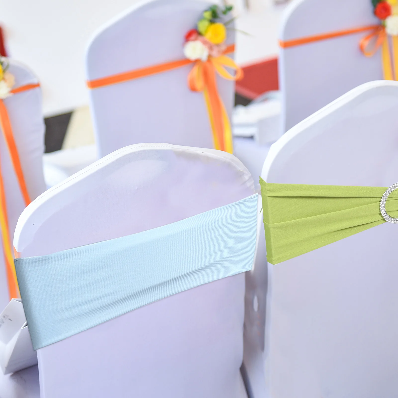 

20Pcs Stretch Chair Sashes Bands Elastic Bow Ties for Wedding Banquet Party Event Decoration Chair Sashes Chairs Back Bands