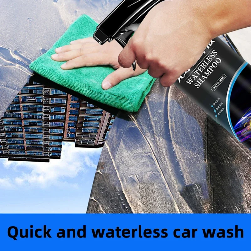 500ML FILM CLEANER SPRAY CAR WASH SHAMPOO WATERLESS CLEANER DEFOAMER Nano-coated Polishing Wax Luster for All Cars