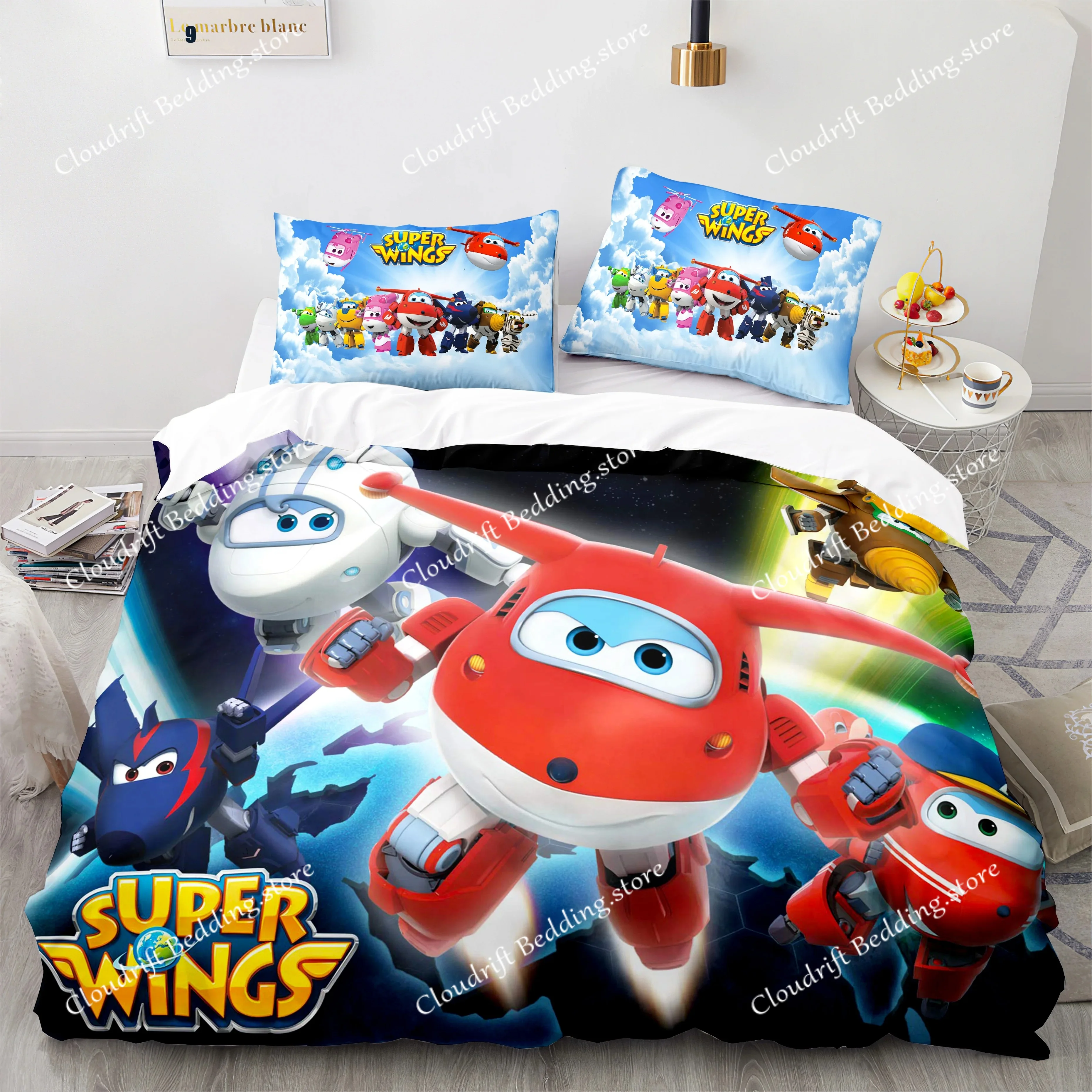 

Комплект постельного белья Super Wings: покрывало, пододеяльник, одеяло для односпальной, полуторной, двуспальной, королевской кровати, детский комплект для спальни Super Wings