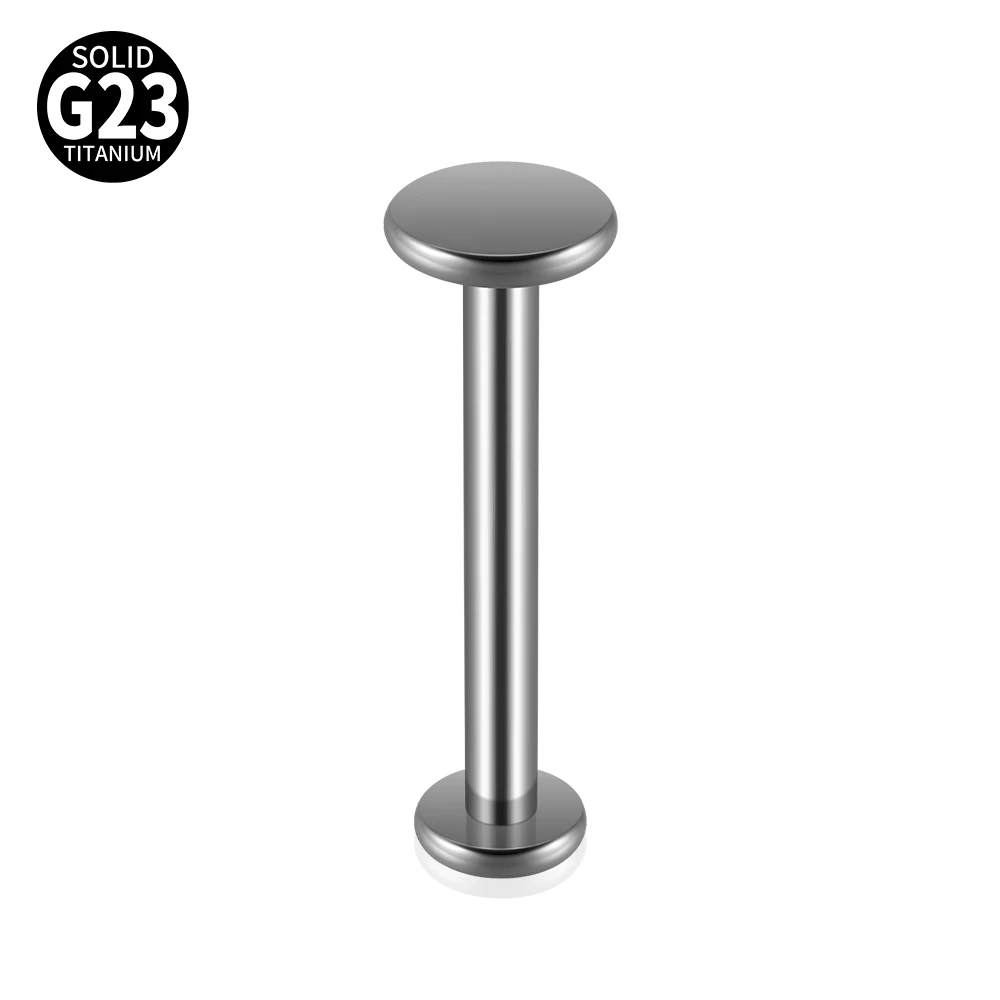 F-136 Titanium Alloy Round Flat Labret Tongue Barbell Stud