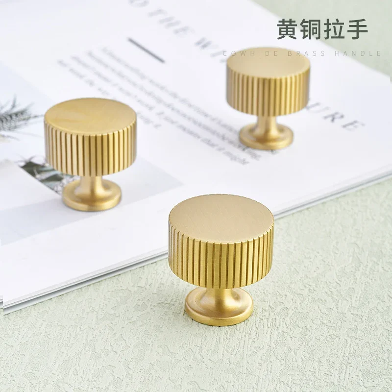 

Скандинавский минималистичный ящик с латунной ручкой, шкаф, дверная ручка, чистая медь, золото, круглое одно отверстие