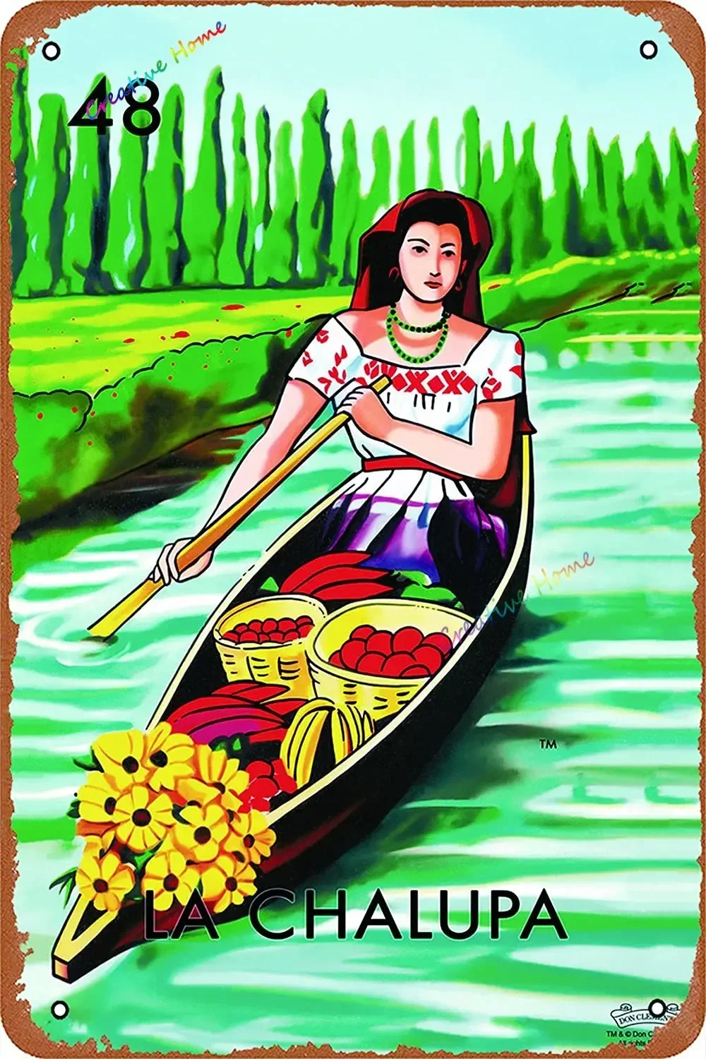 الصبار El Nopal Loteria بطاقة المكسيكي البنغو معدن القصدير تسجيل خمر النباتات النضرة جدار اللوحة ملصق البلد اللوحة 8 "x 12"