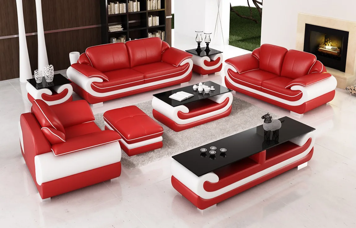 modern living room furniture luxury leather sofa set U shaped sectional couch living room sofas