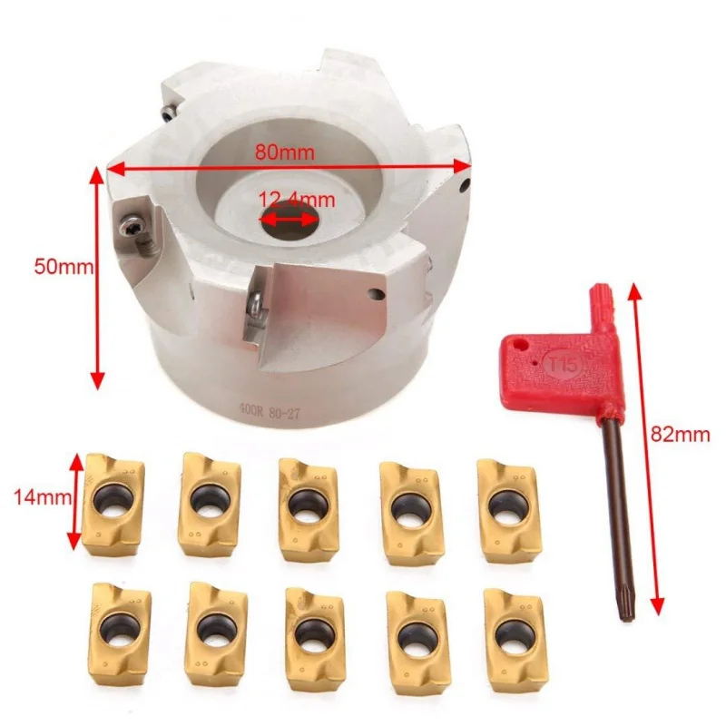 BAP400R-80-27-6F Right Angle End Face Milling Cutter Plate 90Degree APMT1604Blade Combination Set