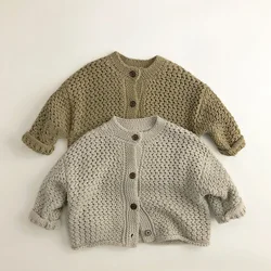 MILANCEL Children Sweaters Pinenapple Striped Boys Carigans Single Breasted Girls Knitwear