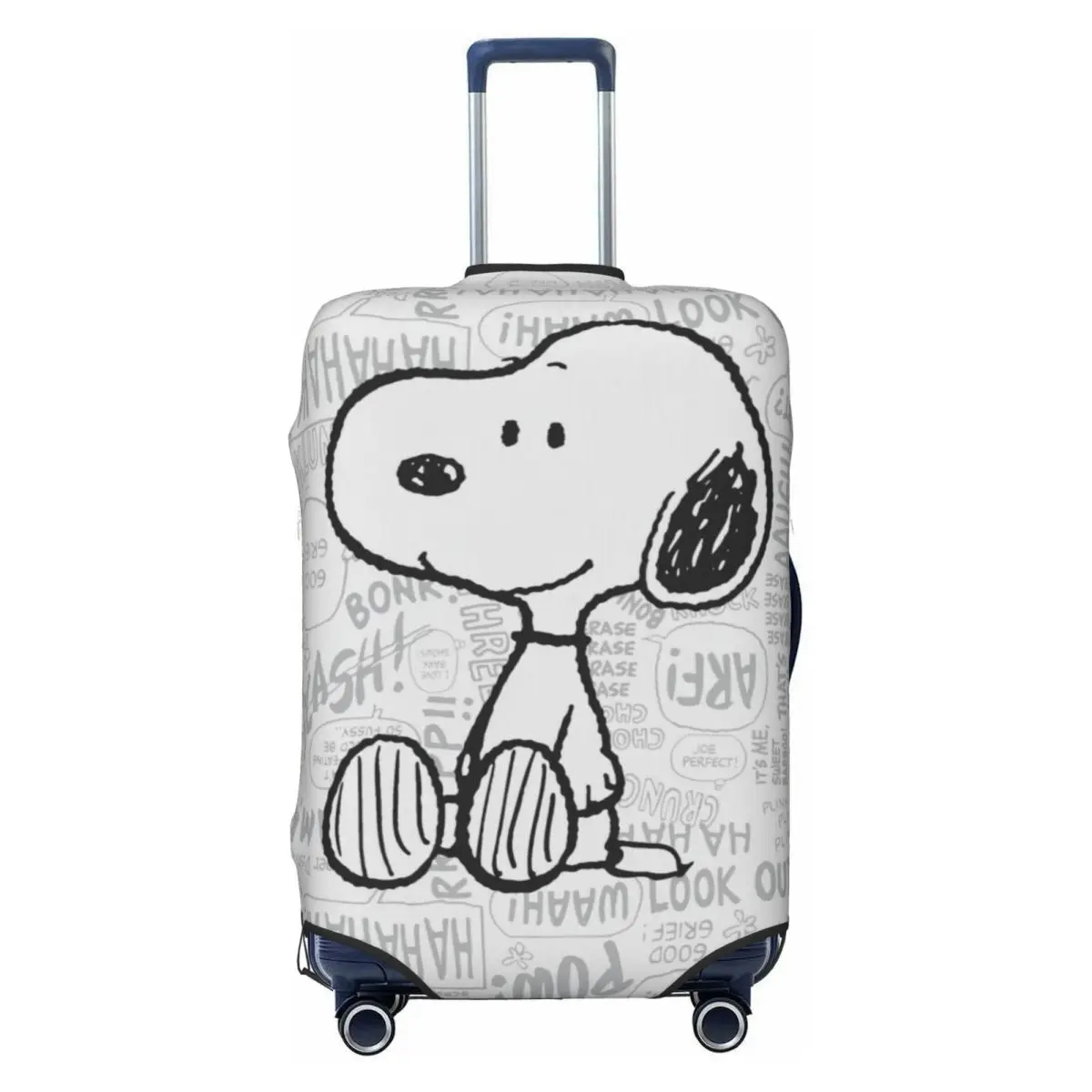 

Пользовательский чехол для чемодана Snoopy On Black White Comics, пыленепроницаемые защитные чехлы для багажа с арахисом для 18-32 дюймов