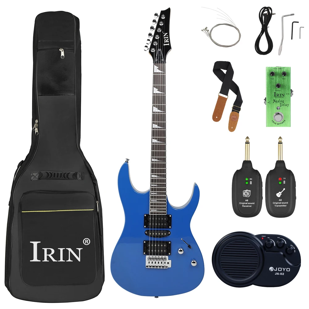 IRIN 6 Strings 24 Frets Electric Guitar 39 Inch Maple Body Neck Electric Guitarra With Amp Pedal Wireless Transmitter Receiver