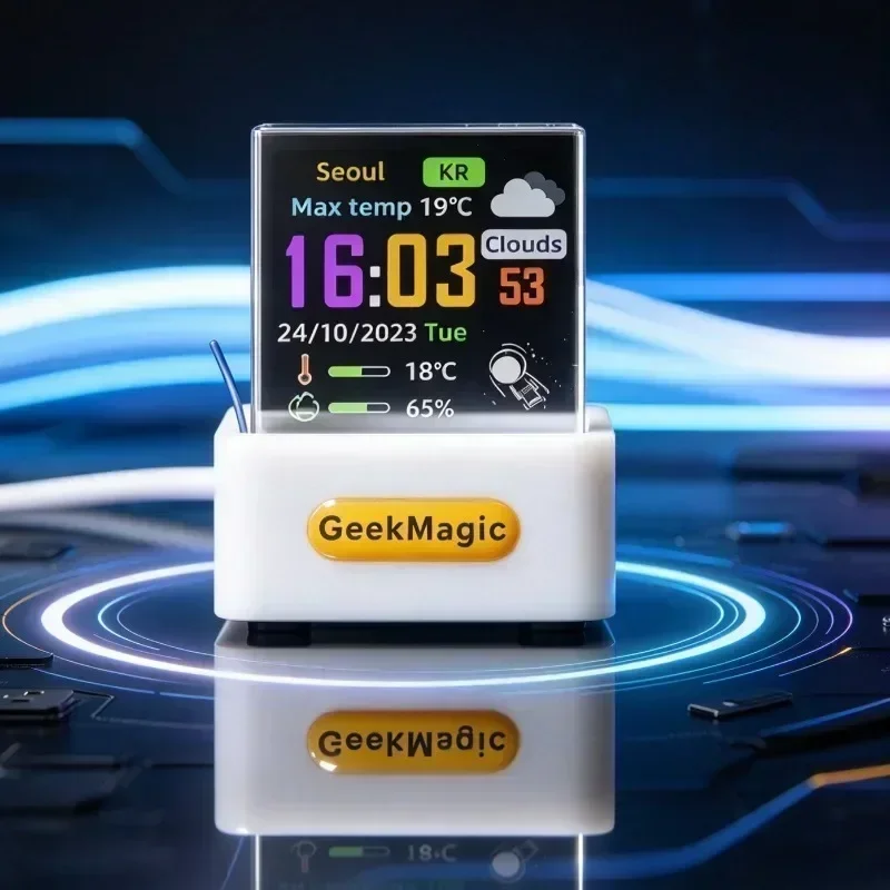 GeekMagic Transparent WiFi Weather Clock Mini Desktop Display with Temperature and Humidity Forecast Creative Gift Desk Decor