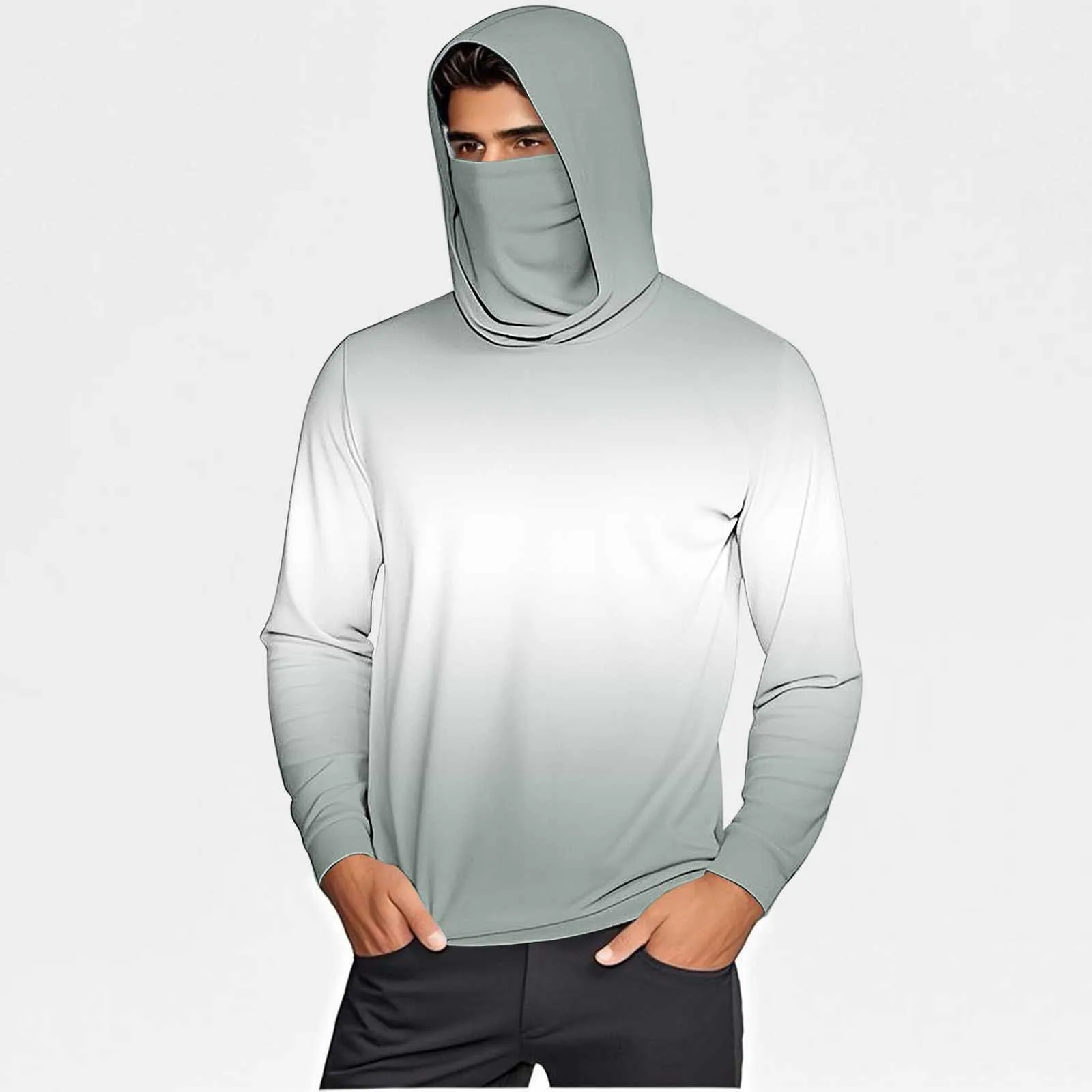 

Men's Summer Sun Protection Jacket, Ice Silk Hooded Camouflage Top, Breathable Outdoor Sun Protection Quick Drying Hooded