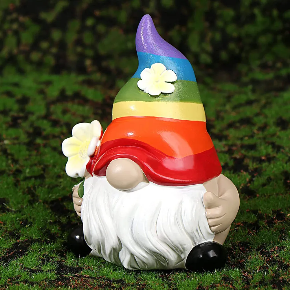 Resin Garden Gnome Statue Cute Detailed Design Anti-Fading Bright Color for Outdoor Table Pond Lawn Window Sill Indoor Sofa