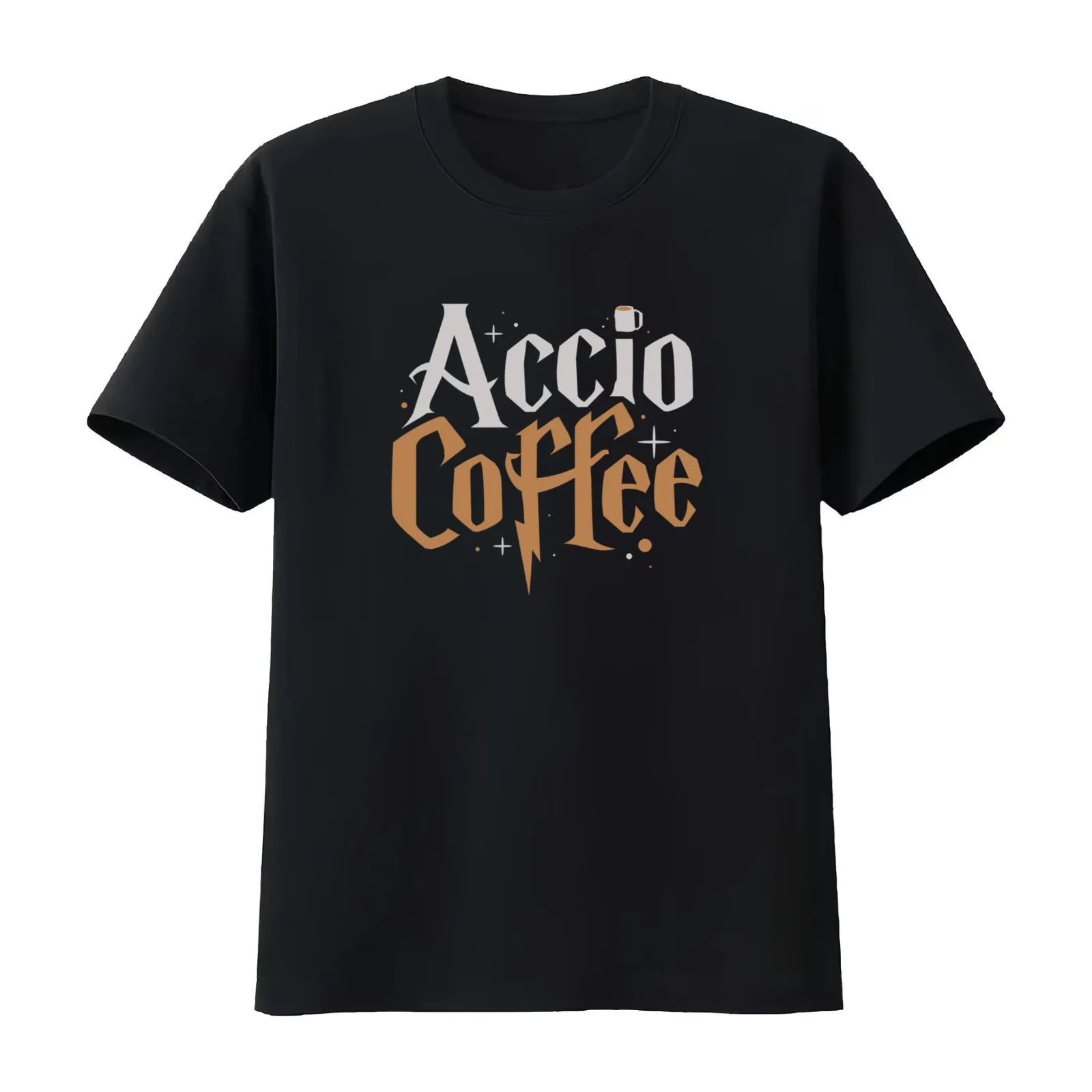 Accio Coffee T-Shirt Summer Casual Cotton Tee Oversized Streetwear Tops Vintage Graphic Print Loose Fit Short Sleeve