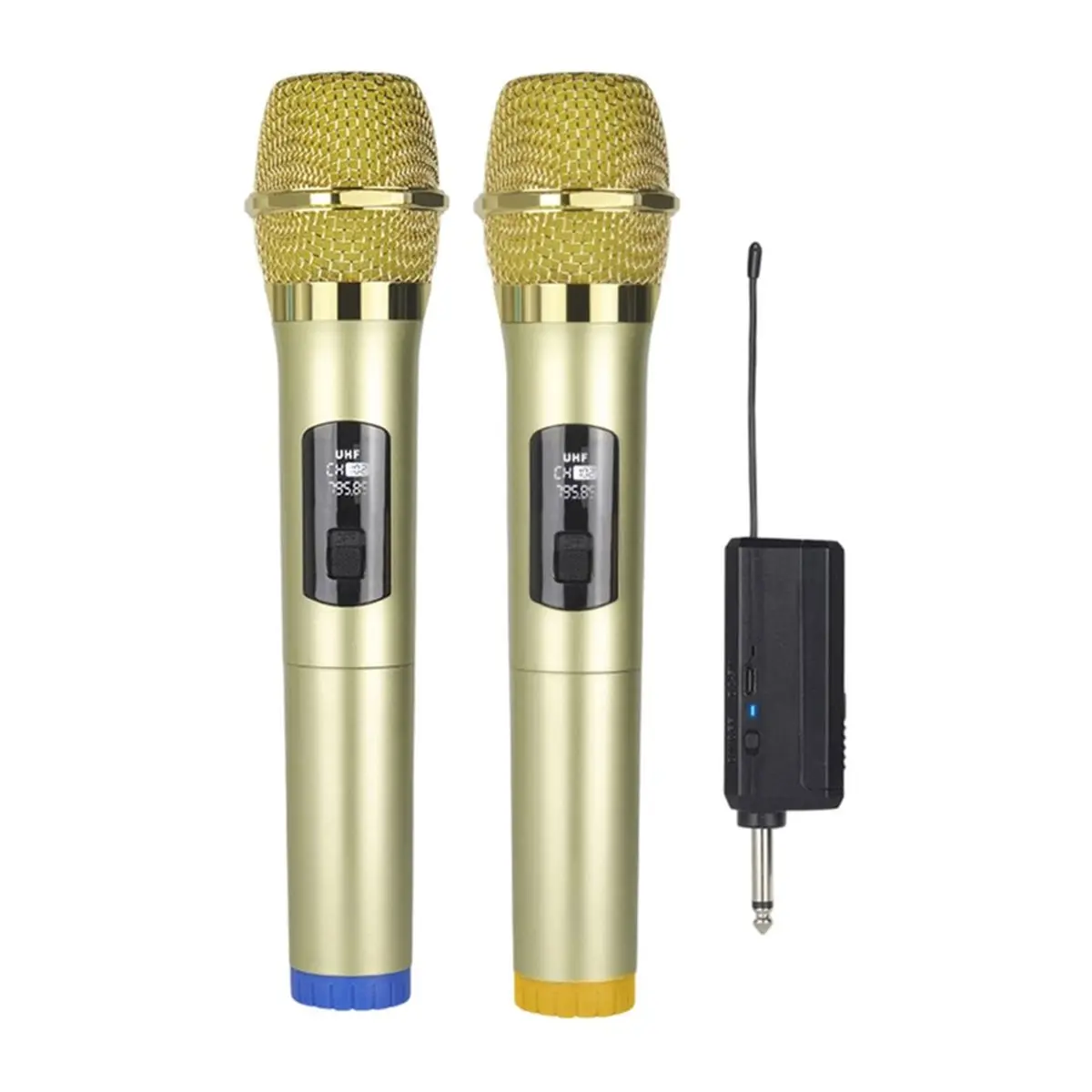 A32I 1 to 2 Wireless Microphone with Rechargeable Receiver UHF Dynamic Handheld Microphone for Party Church Show Meeting