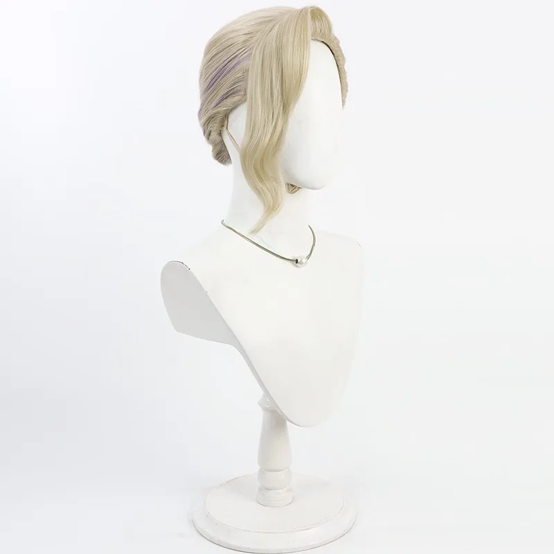 أنيمي الملتوية العجائب Vil Schoenheit شعر مستعار تأثيري مضفر بني فاتح مختلط الأرجواني مقاومة للحرارة الشعر الاصطناعية هالوين #4