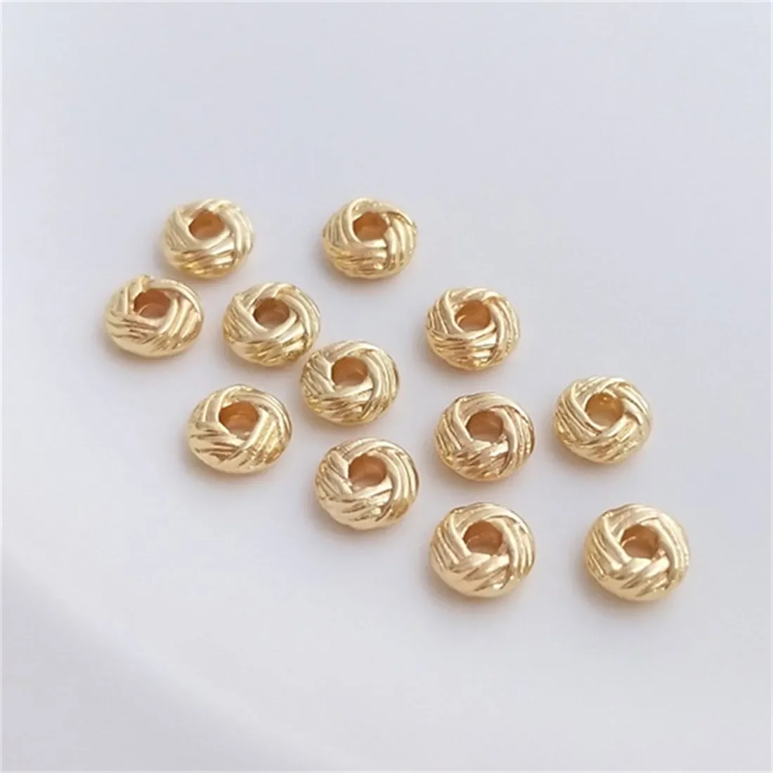 14K Gold Coated Pineapple Knot Loose Beads, 3x6mm Coil Spacers, Handmade DIY Bracelet Accessories, C148