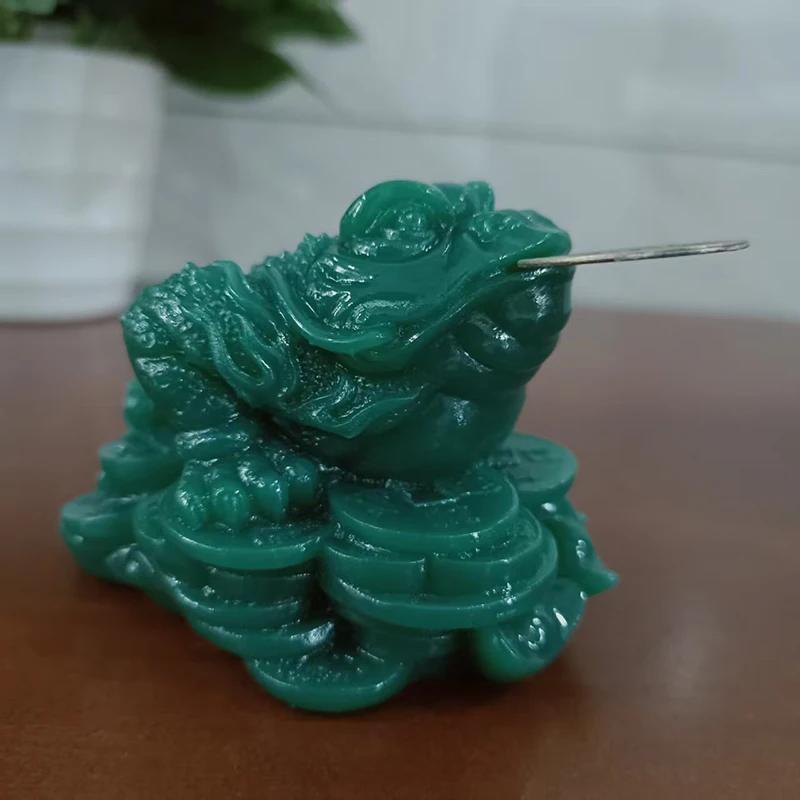 Money Buddha Statues Chinese Feng Shui Coin Three Legged Toad Frog Animal Statue Sculptures Home Decoration Man-made Jade Stone