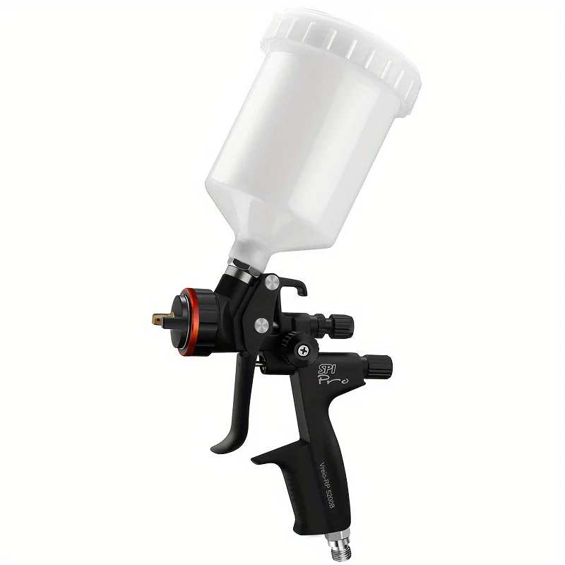 Spl Pro 5200B Black Pneumatic Spray Gun, Paint Spray Gun Equipped with a 1.3mm stainless steel nozzle and a 20.29-ounce capacity