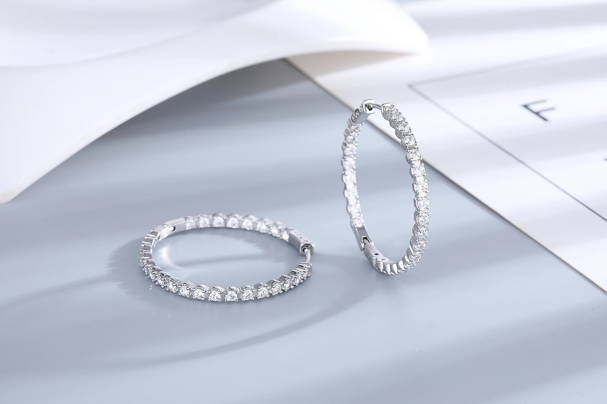 S925 Silver 39mm Big Circle Hoop Earrings For Women Fashion Wedding Fine Jewelry C Hoop Earring