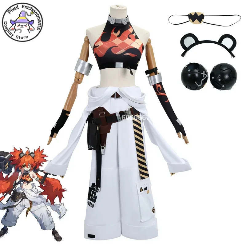 

Zenless Zone Zero Game Koleda Belobog Cosplay Costume Wig Orange Hair Eye Mask Headgear Gloves Halloween PartyOutfit Women