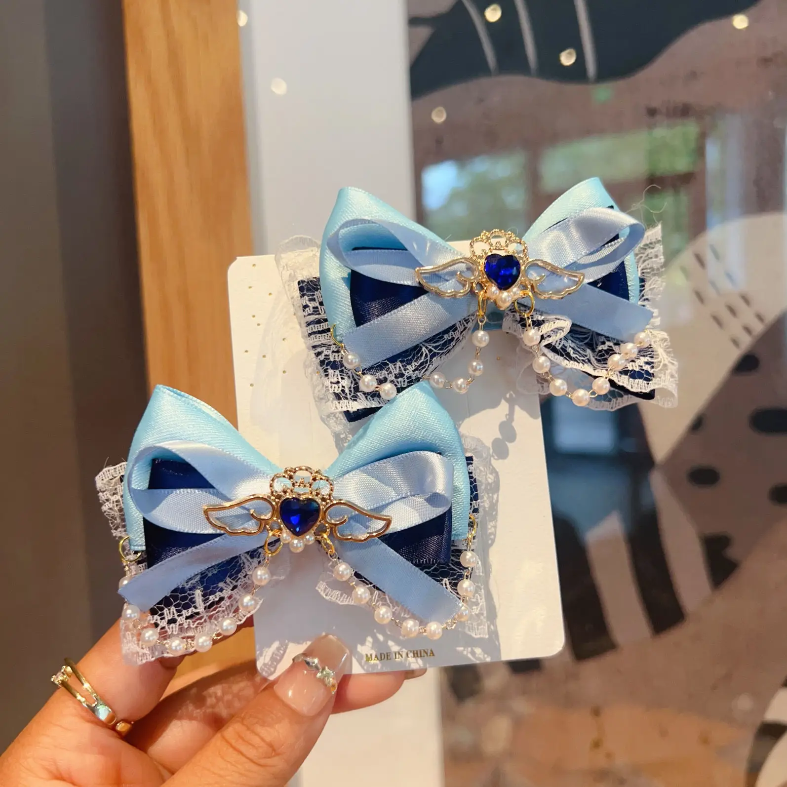 

【2 шт.】заколка для волос, пряжки для волос для женщин, синий бант для девочек, аксессуары y2k, популярные и модные аксессуары для волос в стиле Лолита