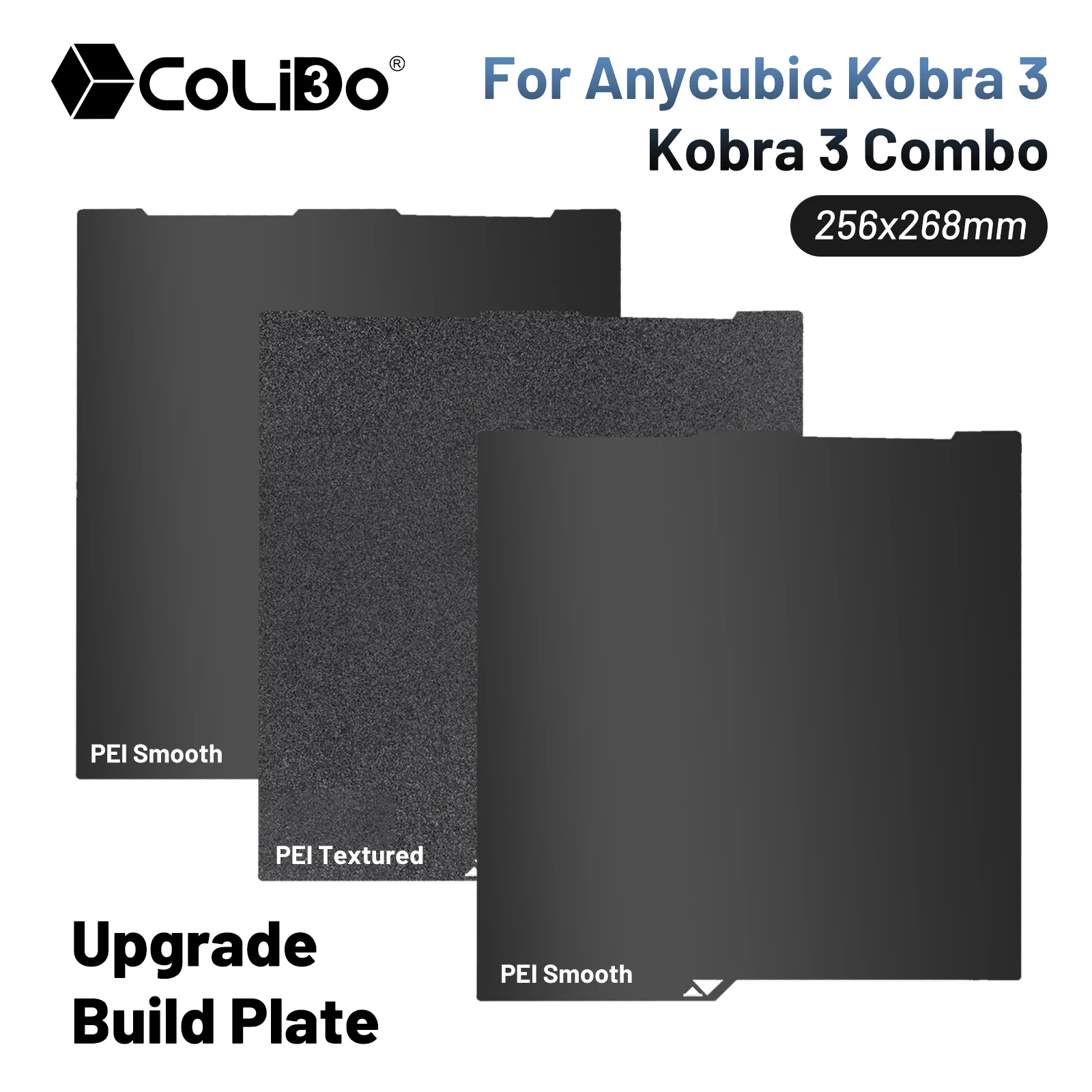 Build Plate For Anycubic Kobra 3 Spring Steel Sheet 256x268mm For Anycubic Kobra 3 Combo Plate Smooth Pei Textured Heat Bed