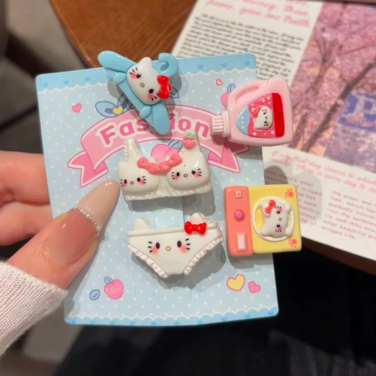 

5 шт., новая заколка для волос «Hello Kitty», милый мультяшный оригинальный моделирующий головной убор, новая мода, нежные индивидуальные трендовые аксессуары для волос